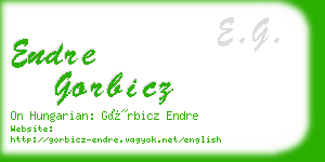 endre gorbicz business card